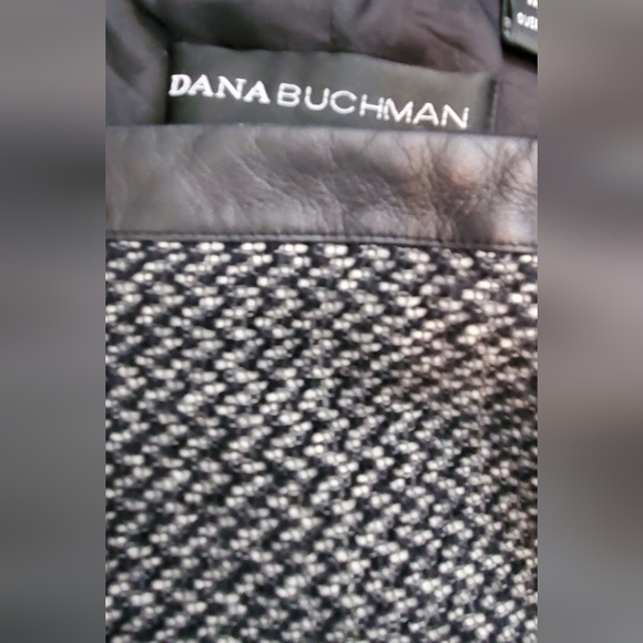 Wool & Genuine Leather Black & Gray Modern Blazer Jacket Notched - Picture 10 of 10